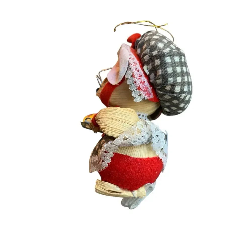 Vintage Kurt Adler Christmas Tree Ornament Grandma Baking‎ Mouse Corn Husk 5”